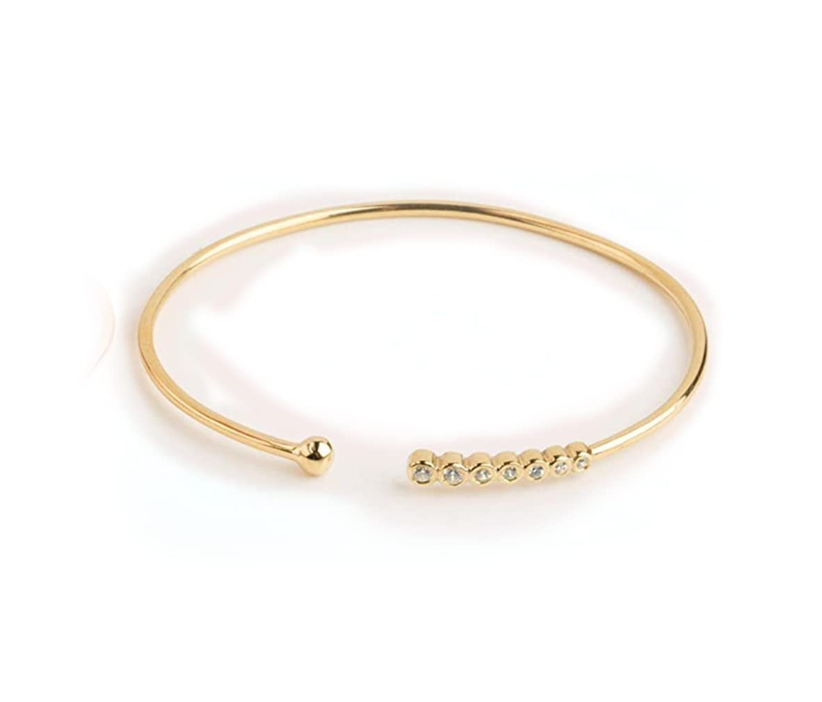 Solid Gold Seven-Diamond Bangle Bracelet