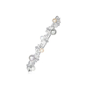 14K Gold Crystal Pearl Flower Hair Clip