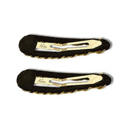 Black Suede & Gold-Tone Hair Barrettes 2-Piece Set
