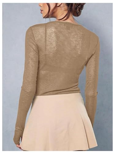 Women's Sheer Mesh Off-Shoulder Long Sleeve Top