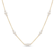 14K Gold Freshwater Pearl Station Necklace