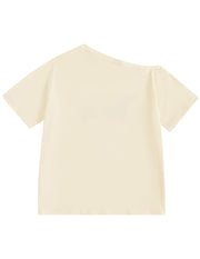 Women's Oversized Dachshund Graphic Off-Shoulder T-Shirt