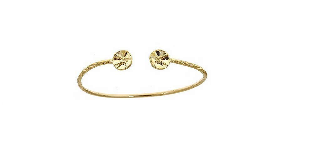 10K Yellow Gold Bangle with Drum Ends