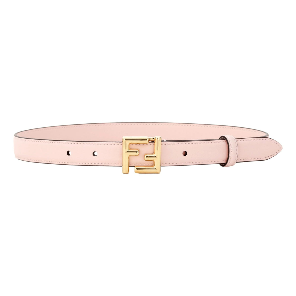 FENDI FF Confetto Pink Calfskin Leather Belt Gold Buckle Size 85 New