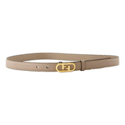 FENDI Womens OLock Gold Buckle Ivory Leather Skinny Belt Size 90