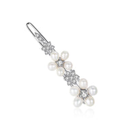 14K Gold Crystal Pearl Flower Hair Clip