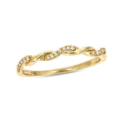 10K Rose Gold Diamond Twist Stackable Ring