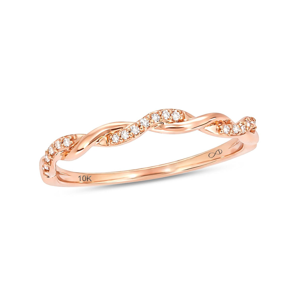 10K Rose Gold Diamond Twist Stackable Ring