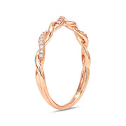 10K Rose Gold Diamond Twist Stackable Ring