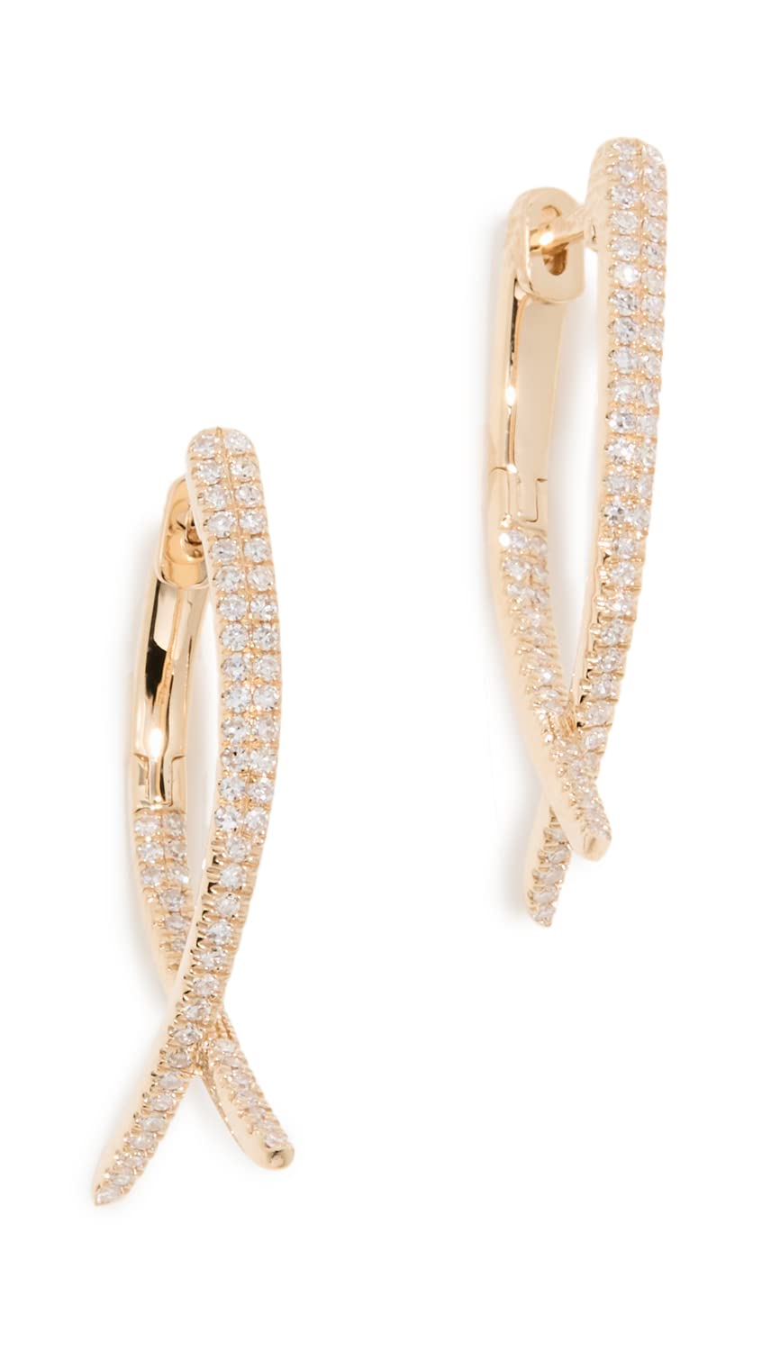 EF Collection Women's 14k Gold Loop Hoop Diamond Earrings