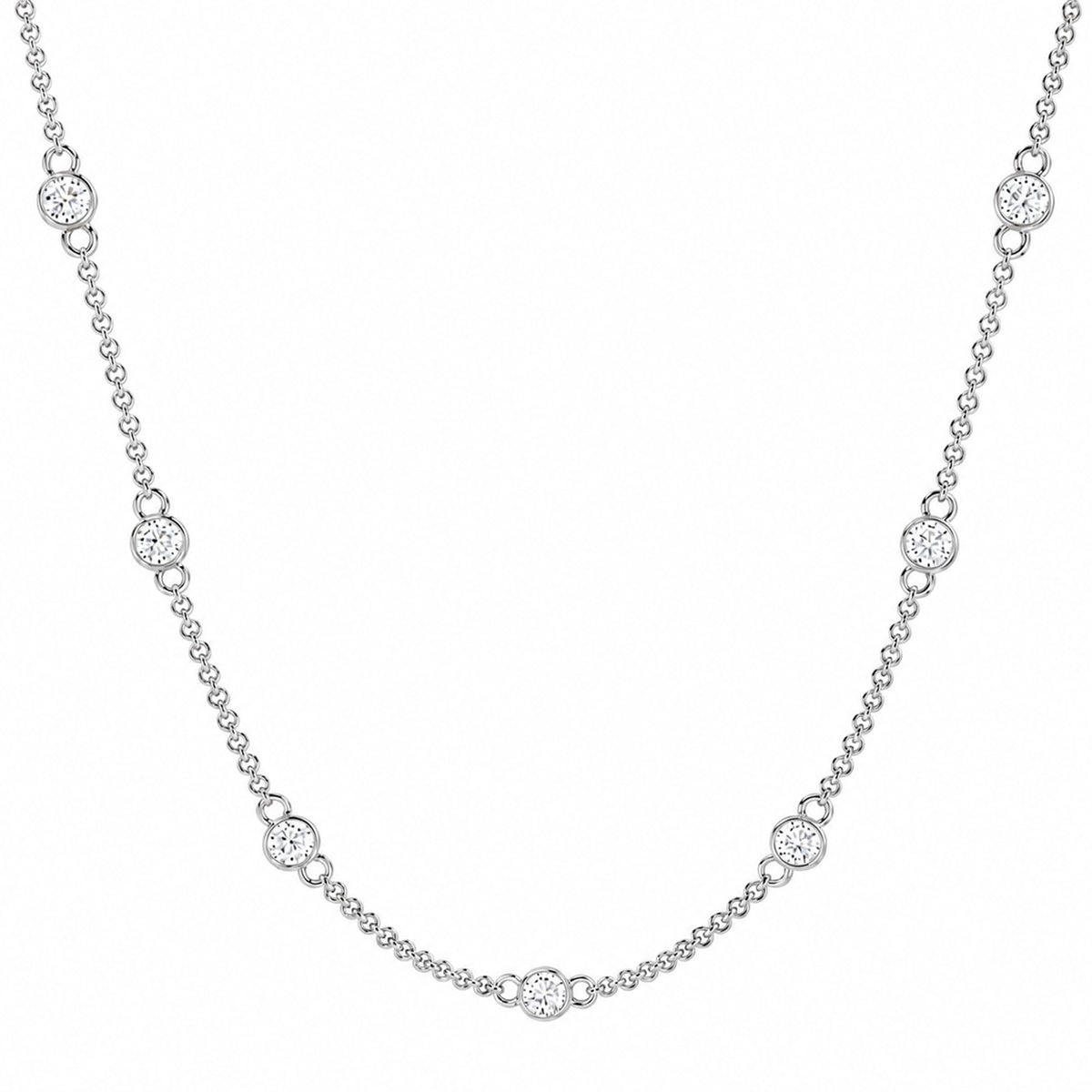 1/4 to 4 Carat Lab-Grown Diamond Bezel Set Station Necklace 18 inch
