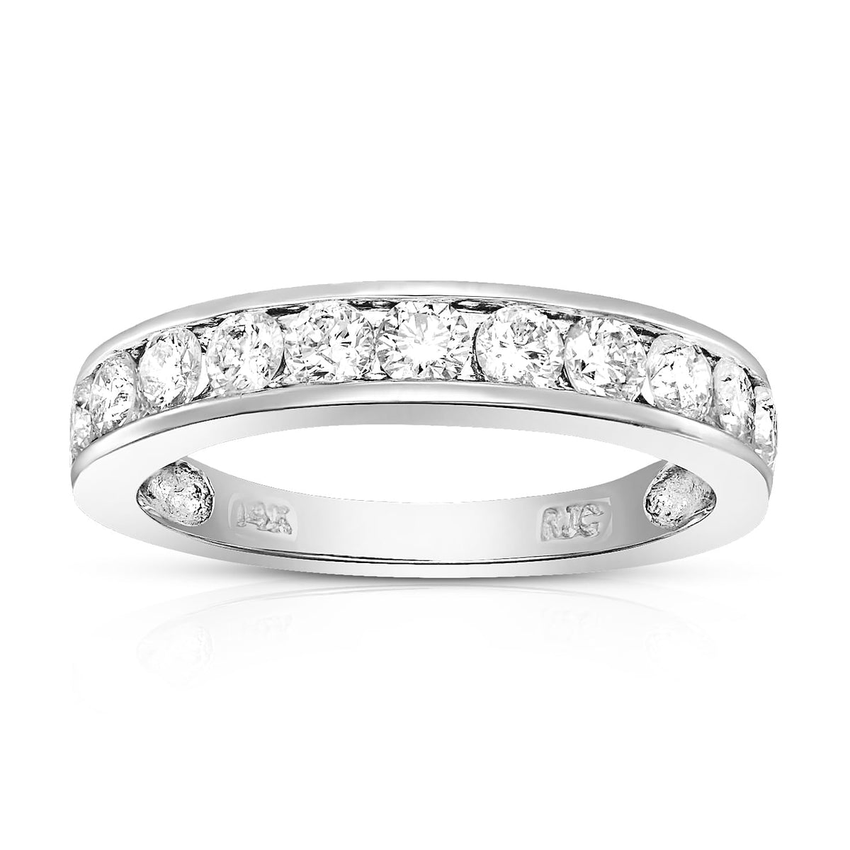 14K White Gold Diamond Half-Eternity Band Ring