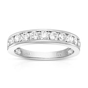 14K White Gold Diamond Half-Eternity Band Ring