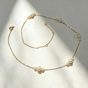 14K Gold Freshwater Pearl Station Necklace
