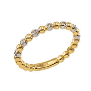 14K Two-Tone Gold Diamond Beaded Stackable Ring