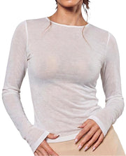 Women's Sheer Mesh Off-Shoulder Long Sleeve Top