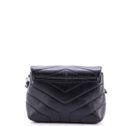 Women's Black Chevron Leather Shoulder Bag