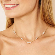 14K Gold Freshwater Pearl Station Necklace