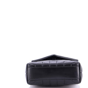 Women's Black Chevron Leather Shoulder Bag