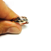 Jewelry Affairs 14K Gold Trinity Tri-Color Hollow Rolling Ring