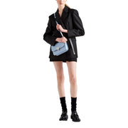 Prada Celeste Blue Saffiano Leather Embleme Crossbody Bag New