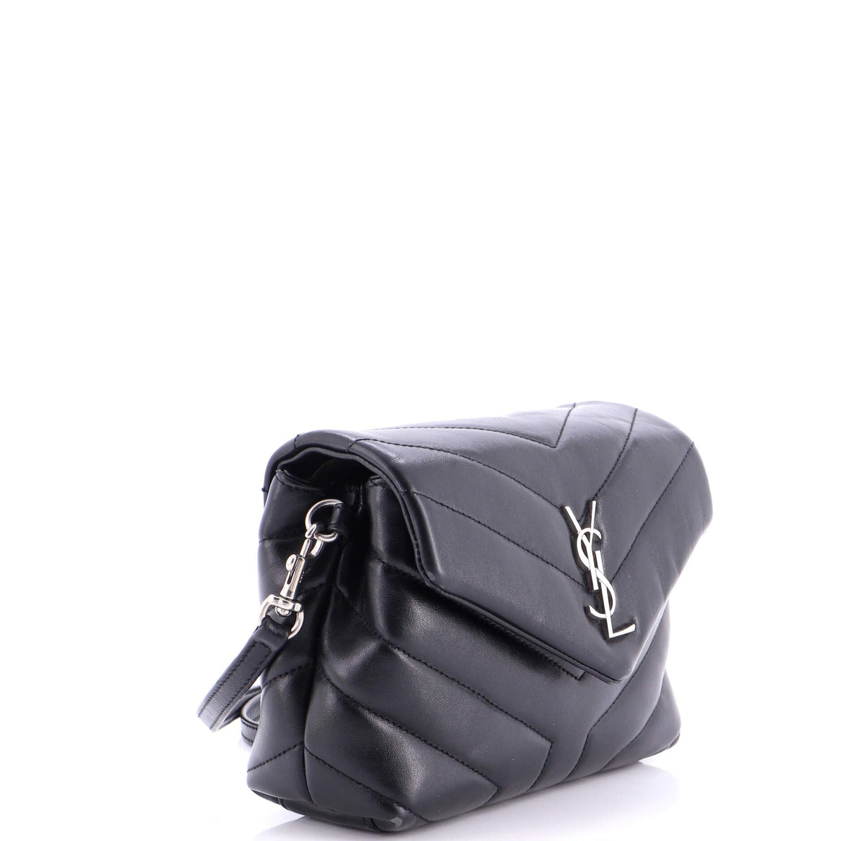 Women's Black Chevron Leather Shoulder Bag