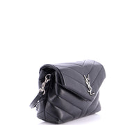 Women's Black Chevron Leather Shoulder Bag