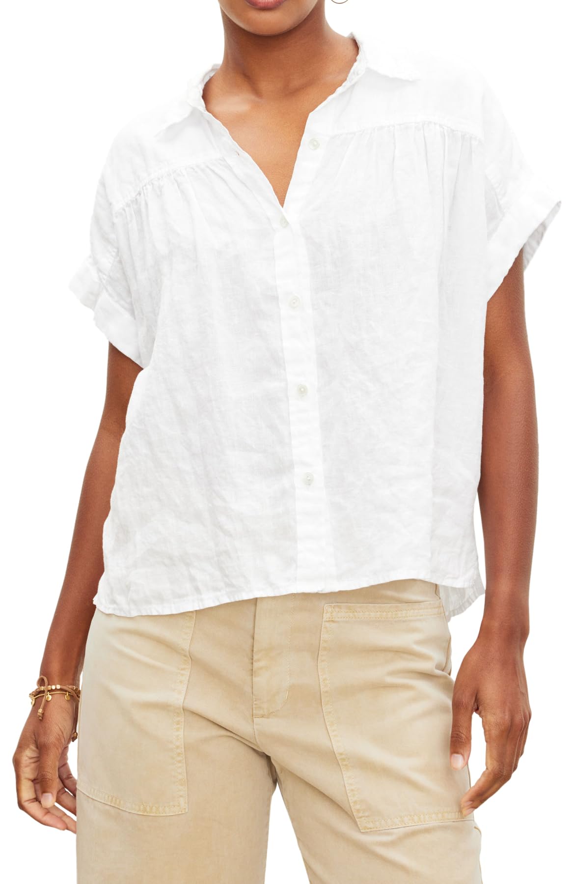Velvet by Graham & Spencer Women's Aria Short Sleeve Button Down Top