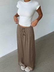 Women's Low-Waist Satin Wide-Leg Pants