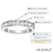 14K White Gold Diamond Half-Eternity Band Ring