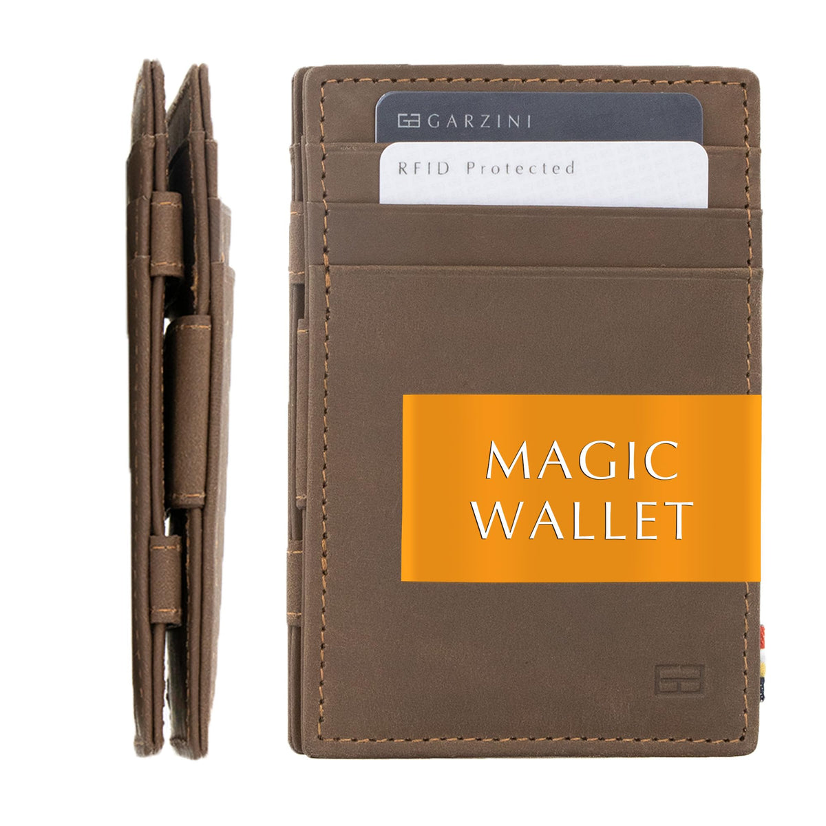 GARZINI Slim Magic Wallet, RFID Blocking Leather Wallet for Men