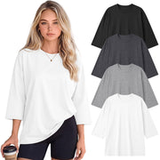 Huukeay 4 Pack Women Oversized 3/4 Sleeve T Shirts