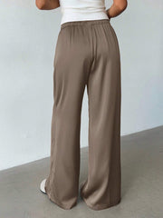 Women's Low-Waist Satin Wide-Leg Pants