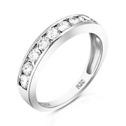 14K White Gold Diamond Half-Eternity Band Ring