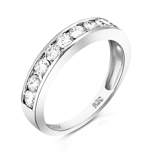 14K White Gold Diamond Half-Eternity Band Ring
