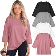 Huukeay 4 Pack Women Oversized 3/4 Sleeve T Shirts