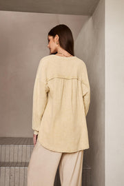 Women's Oversized V-Neck Long Sleeve Blouse