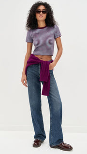 LE BOP Women's Gingham Knit Tee