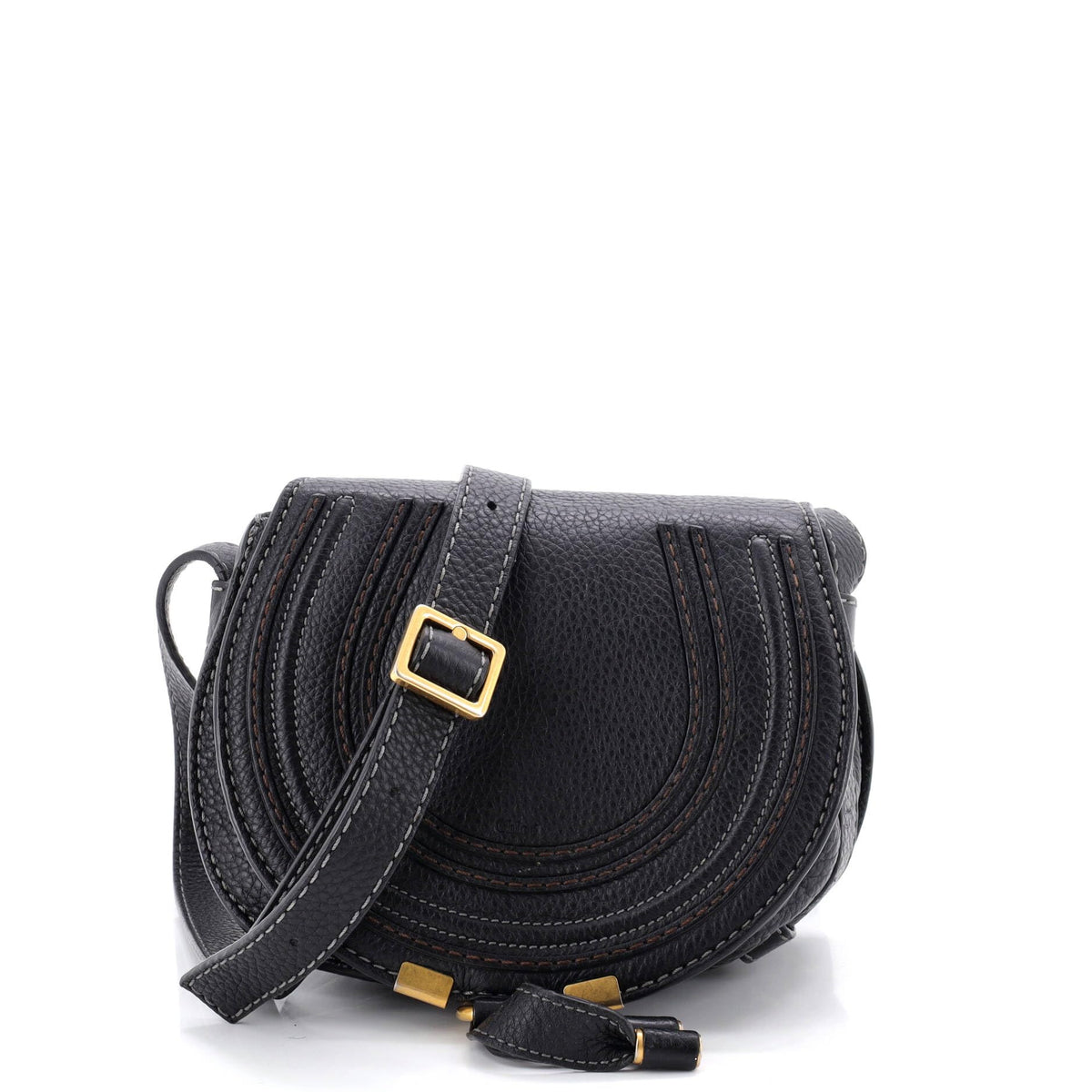 Chloe, Pre-Loved Marcie Crossbody Bag Leather Small, Black
