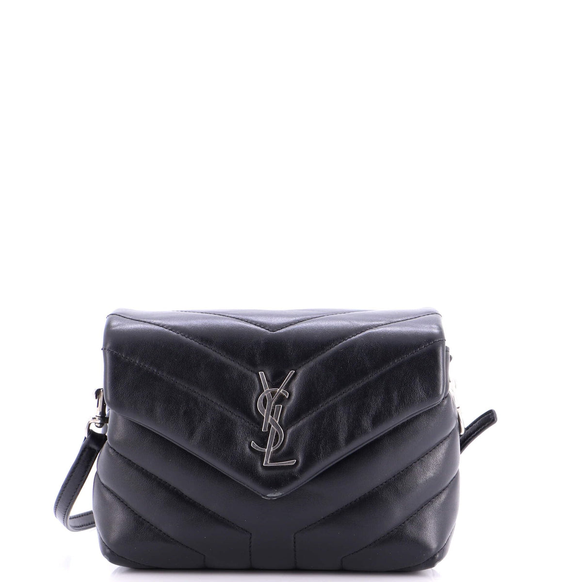 Women's Black Chevron Leather Shoulder Bag