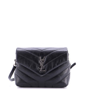 Women's Black Chevron Leather Shoulder Bag