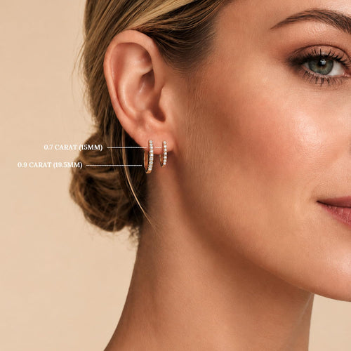 14K Gold Lab-Grown Diamond Hoop Earrings