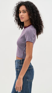 LE BOP Women's Gingham Knit Tee
