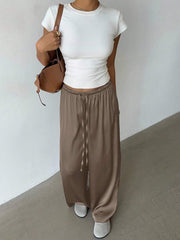 Women's Low-Waist Satin Wide-Leg Pants