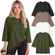 Huukeay 4 Pack Women Oversized 3/4 Sleeve T Shirts