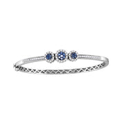 14K White Gold Blue Diamond Bangle Bracelet