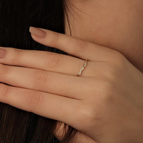 10K Rose Gold Diamond Twist Stackable Ring