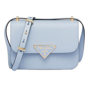 Prada Celeste Blue Saffiano Leather Embleme Crossbody Bag New