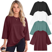 Huukeay 4 Pack Women Oversized 3/4 Sleeve T Shirts
