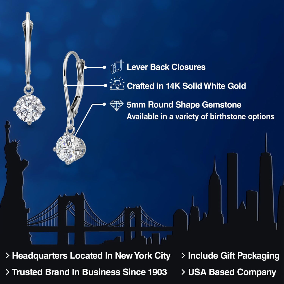 Round Lab-Grown Diamond Dangle Earrings